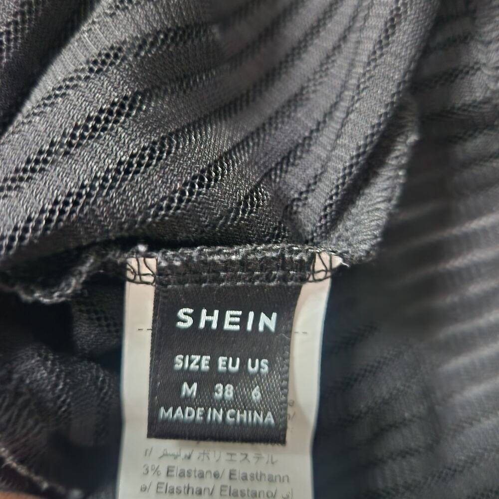Shein Womens Black Sheer Button Up Striped Blouse Size Medium Y2K Fairy Grunge - Picture 3 of 8